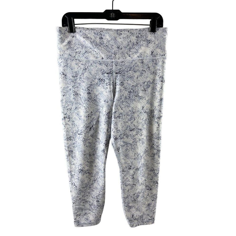 Gap Fit Blackout Technology Printed Cropped Compression Leggings L Petite White
